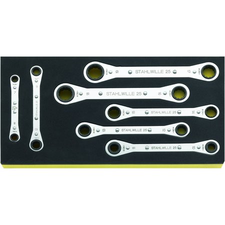 STAHLWILLE TOOLS Ratchet ring Wrenchs i.TCS inlay No.TCS 25/7 1/3-tray7-pcs. 96838751